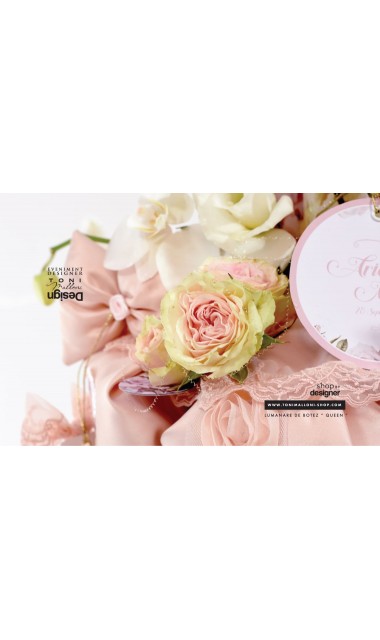 Lumanare botez cu trandafiri si orhidee pentru fetite, 65x4 cm, Regala 7